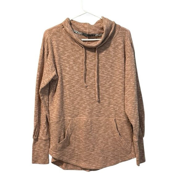 Prana Tops - prAna Sweater Women Size Small Drawstring Long Sleeve Cowl Neck Coral Brown Soft